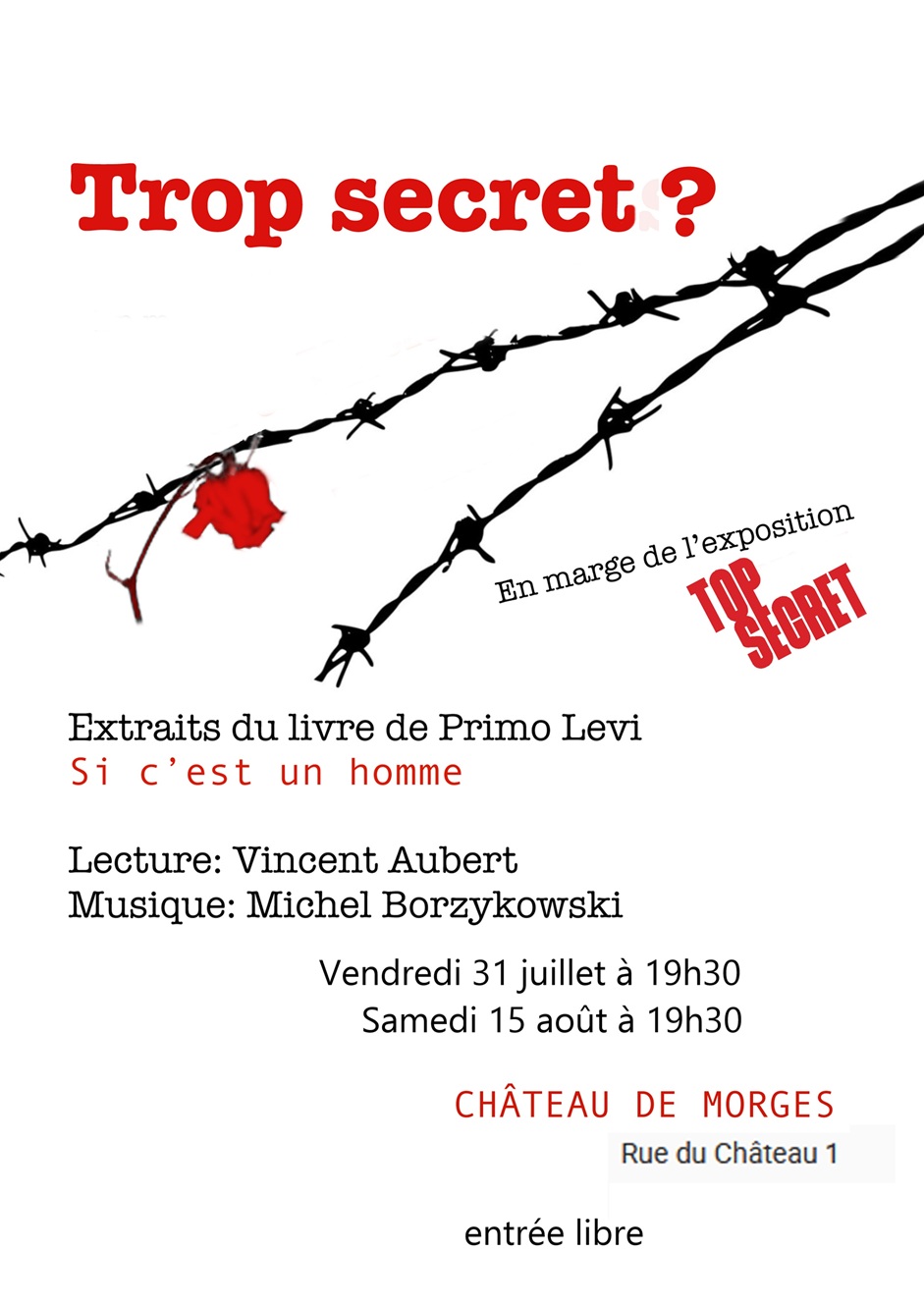 Lecture en musique d'extraits de "Si c'est un homme" de Primo Levi &agrave; Morges